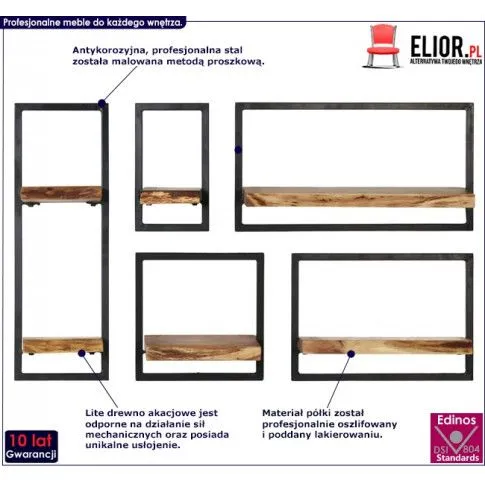 Zdjęcie zestaw drewnianych półek ściennych Davero | Edinos.pl