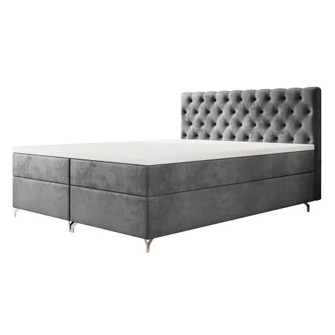 Ciemnoszare pikowane łóżko Sorevian