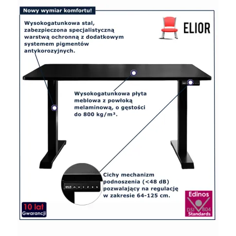 Czarne regulowane biurko Biurko