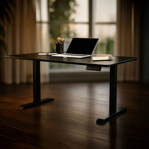 Wizualizacja z czarnym biurkiem Ervion