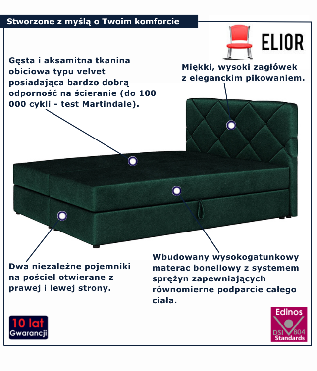 Zielone łóżko kontynentalne Alvito