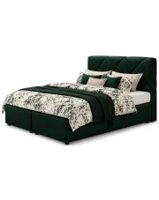 Zielone tapicerowane welurem łóżko z pojemnikiem 4 rozmiary - Alvito w sklepie Edinos.pl