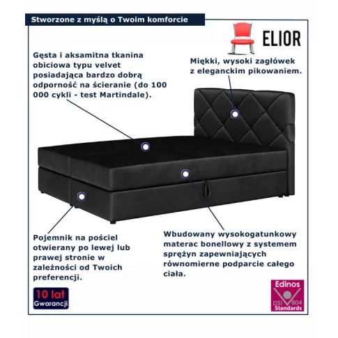 Czarne łóżko pikowane Alvito