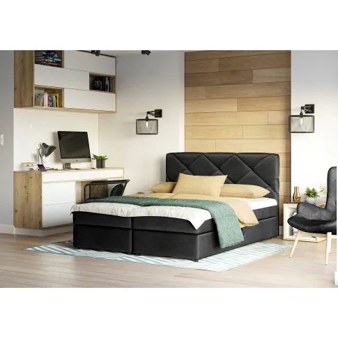 Wizualizacja wnętrza z czarnym łóżkiem Alvito