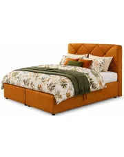 Musztardowe łóżko kontynentalne z pojemnikiem  4 rozmiary - Alvito w sklepie Edinos.pl