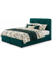 Łóżko z pikowanym zagłówkiem w kolorze morskim 4 rozmiary  - Alvito w sklepie Edinos.pl