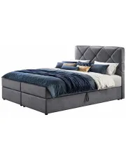 Szare welurowe łóżko kontynentalne 4 rozmiary - Alvito w sklepie Edinos.pl