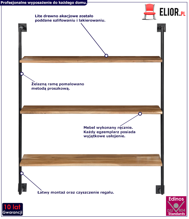 Industrialny regał ścienny Vasion