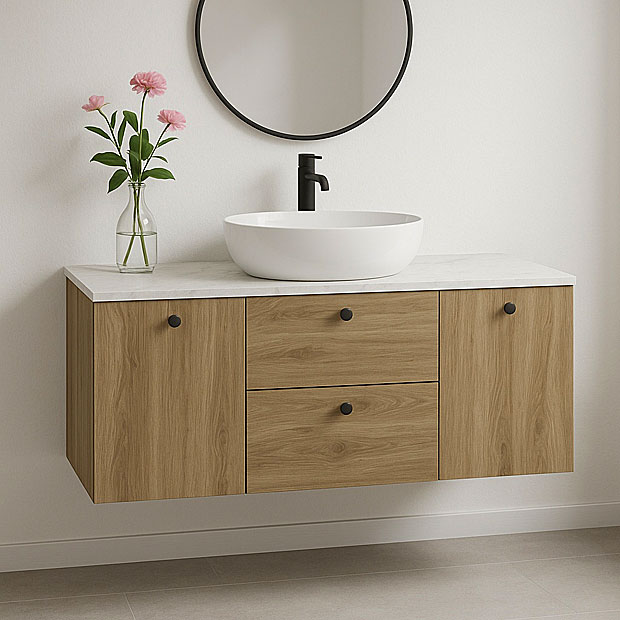 Wizualizacja wnętrza z szafką w kolorze orzech marmur Tavesi 11XX