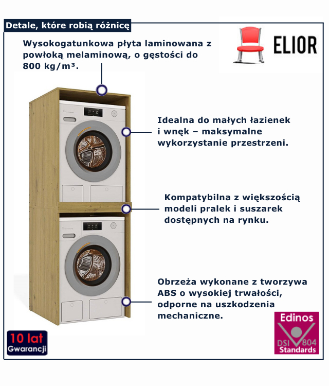 Łazienkowa szafka do zabudowy pralki Orelia