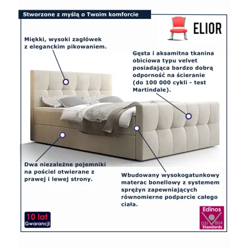 Beżowe welurowe łóżko Manteris