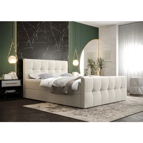 Wizualizacja wnętrza z beżowym łóżkiem Manteris