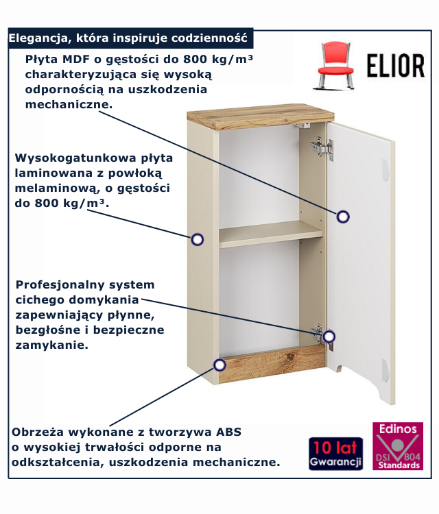 Kaszmirowa szafka łazienkowa wisząca Aurore 4X