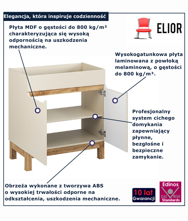 Kaszmirowa szafka łazienkowa wisząca Aurore 5X 80 cm