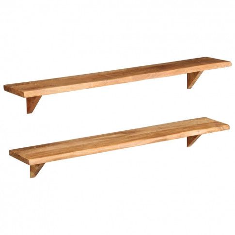 Zdjęcie dwie brązowe drewniane półki wiszące Clive 4X - sklep Edinos.pl