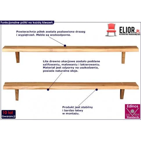 Fotografia Zestaw drewnianych półek ściennych - Lippi 4X z kategorii Półki ścienne