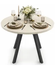 Rozkładany okrągły stół z kaszmirowym blatem - Benido 3X w sklepie Edinos.pl