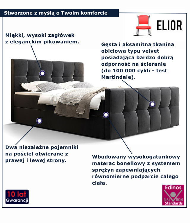 Grafitowe łóżko kontynentalne Manteris