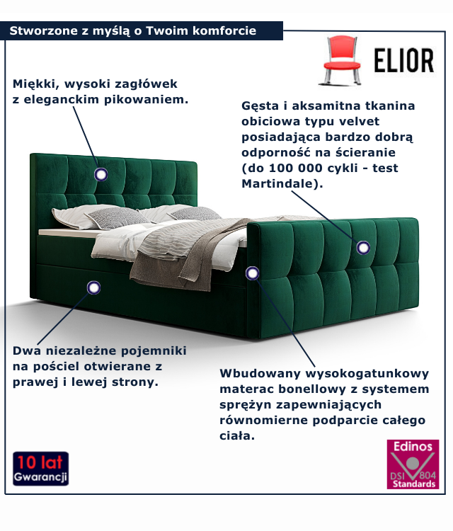 Zielone łóżko kontynentalne Manteris