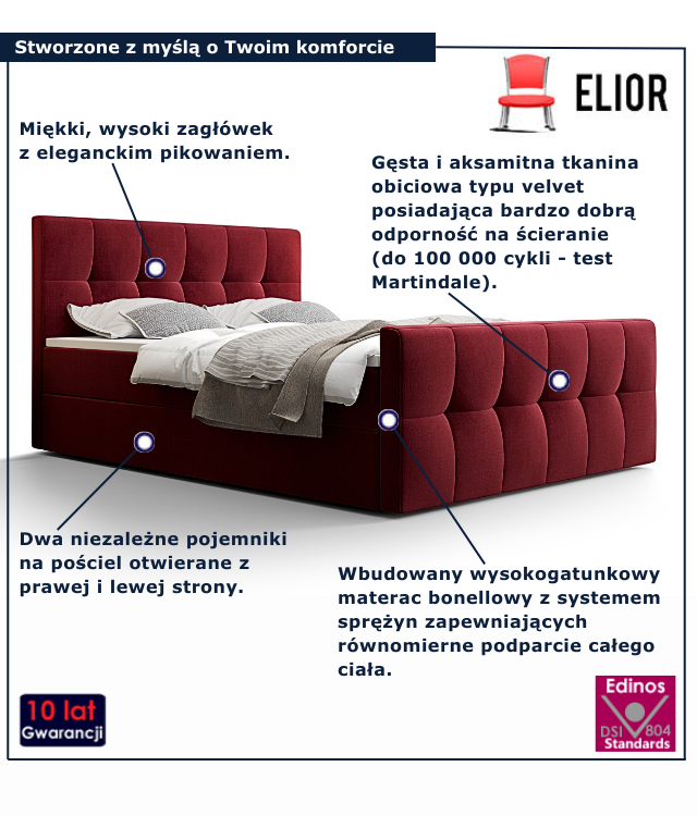 Czerwone łóżko kontynentalne Manteris