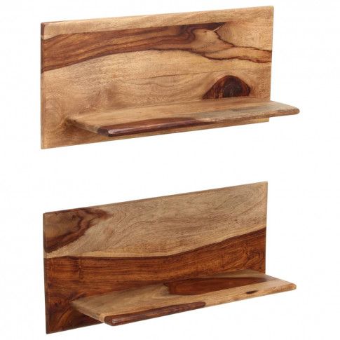 Szczegółowe zdjęcie nr 10 produktu Zestaw drewnianych półek ściennych Connor 2X - brązowy