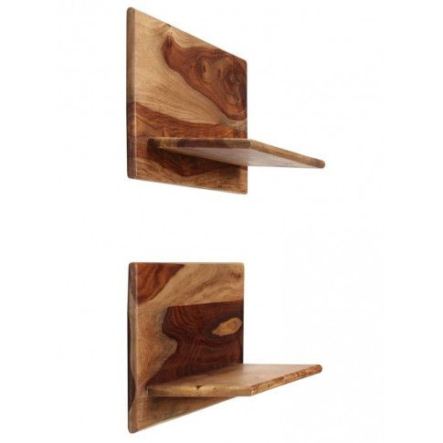 Szczegółowe zdjęcie nr 7 produktu Zestaw drewnianych półek ściennych Connor 2X - brązowy