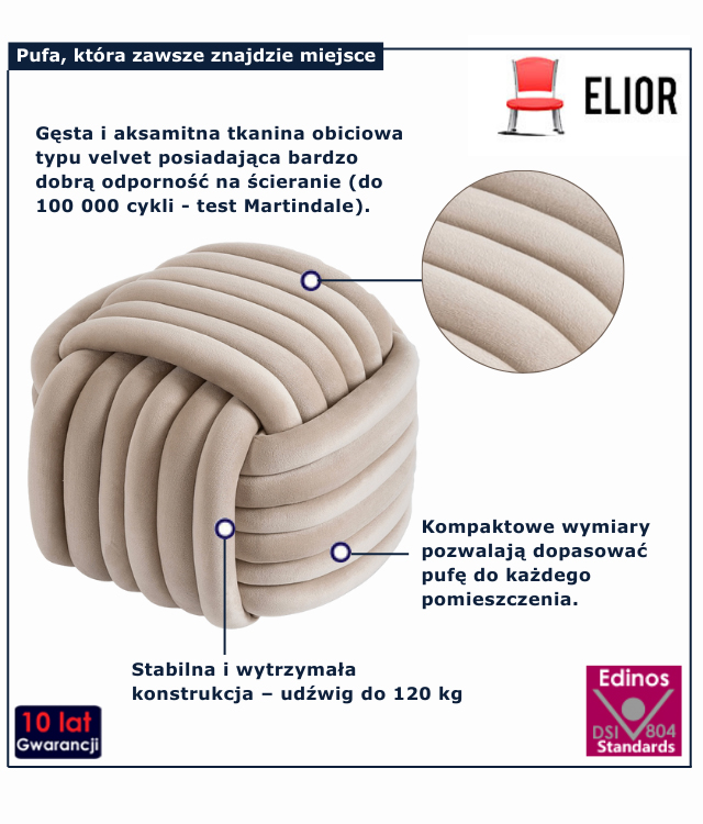 kremowa pufa do salonu