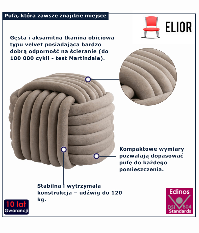 kremowa pufa do salonu