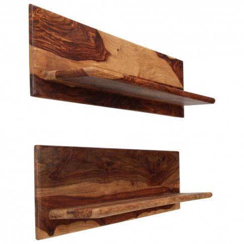 Szczegółowe zdjęcie nr 5 produktu Zestaw drewnianych półek ściennych Connor 3X - brązowy