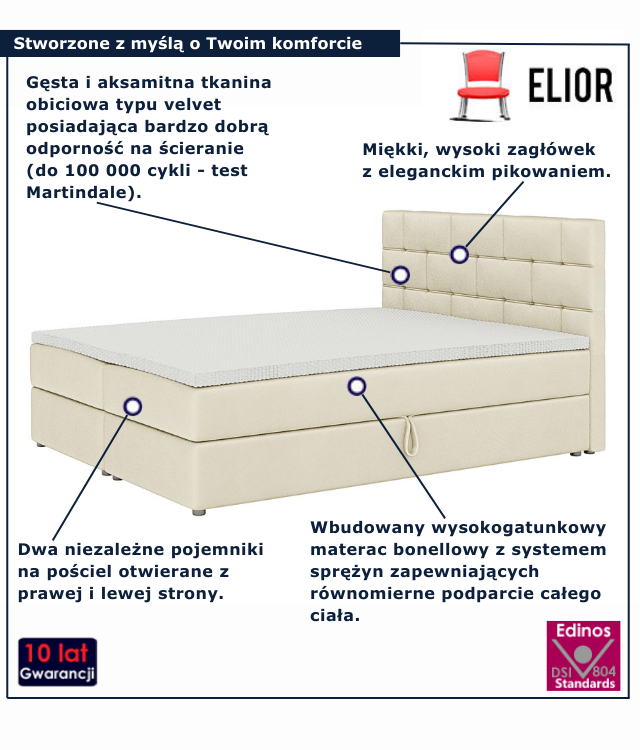 Beżowe łóżko kontynentalne Wallaro