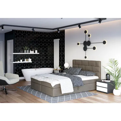 Wizualizacja wnętrza z brązowym łóżkiem Wallaro