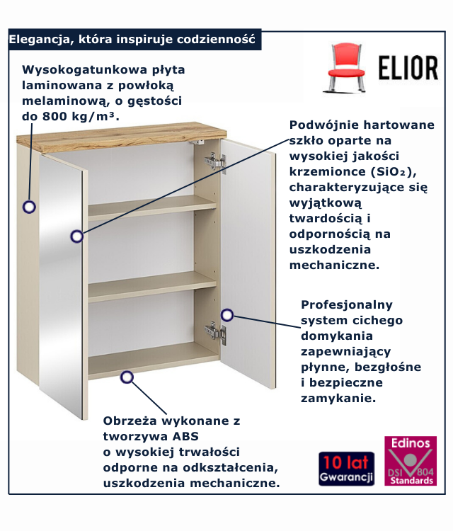 Kaszmirowa wisząca szafka łazienkowa Aurore 7X 60 cm