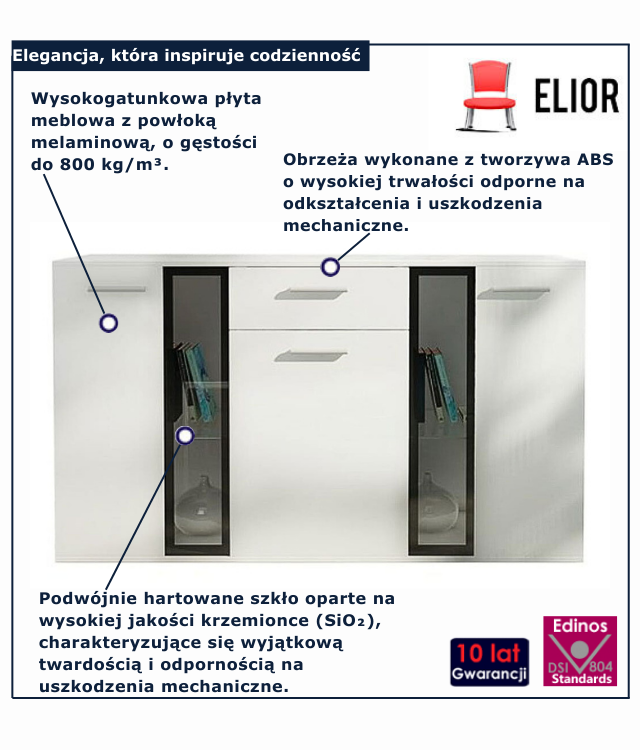 Białą nowoczesna komoda Melorix