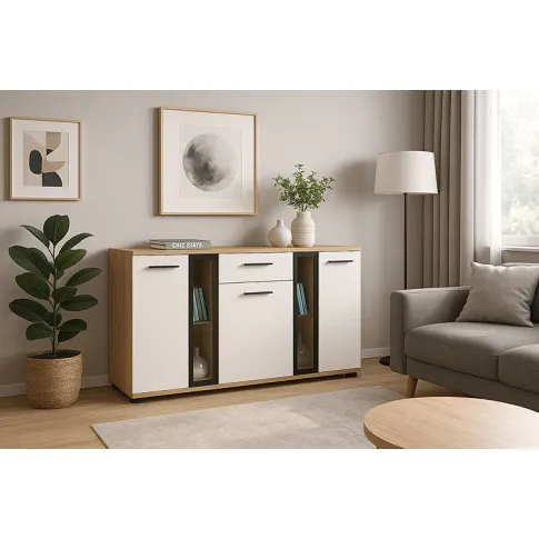 Wizualizacja wnętrza z komodą artisan + biały Melorix