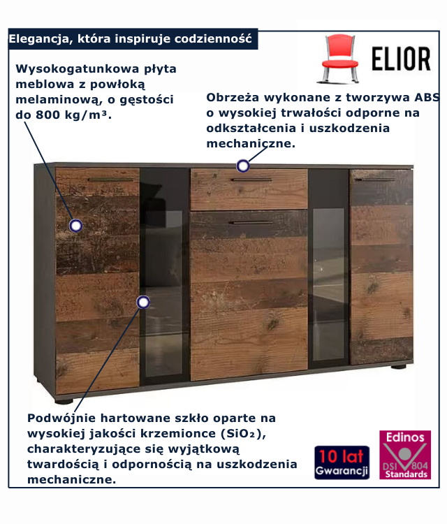 Nowoczesna komoda z witryną Melorix 