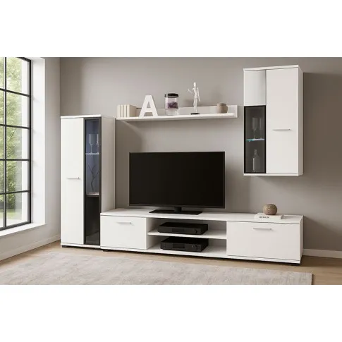 Wizualizacja wnętrza z białą meblościanką Naverox