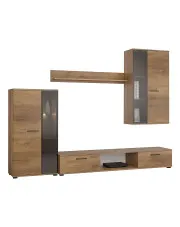 Meblościanka z witrynami dąb lefaks - Naverox w sklepie Edinos.pl