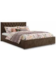 Brązowe tapicerowane łóżko 3 rozmiary - Lusanne  w sklepie Edinos.pl