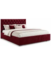 Czerwone welurowe łóżko z pojemnikiem 3 rozmiary - Lusanne  w sklepie Edinos.pl