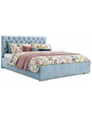 Niebieskie łóżko w stylu glamour 3 rozmiary - Lusanne  w sklepie Edinos.pl