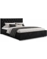 Czarne łóżko welurowe w stylu glamour 3 rozmiary - Lusanne  w sklepie Edinos.pl