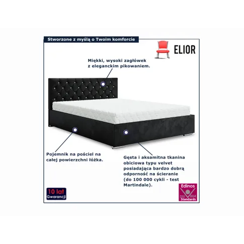 Czarne łóżko Lusanne