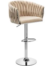 Beżowy obrotowy hoker tapicerowany - Jiffy w sklepie Edinos.pl