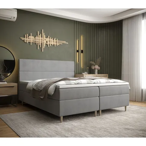 Wizualizacja wnętrza z szarym łóżkiem Solvion