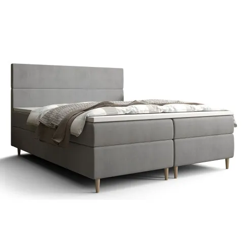 Szare łóżko z pojemnikiem na pościel Solvion