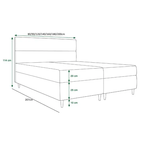 Wymiary łóżka kontynentalnego Solvion