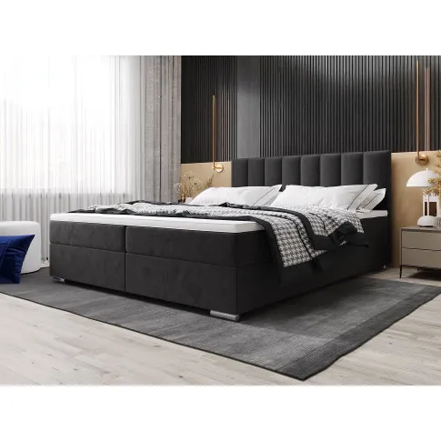 Grafitowe welurowe łóżko kontynentalne Zavire