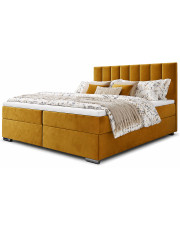 Musztardowe łóżko kontynentalne z pikowanym zagłówkiem 3 rozmiary - Zavire w sklepie Edinos.pl