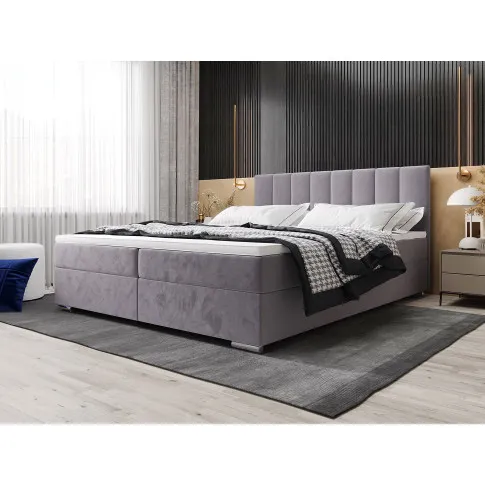 Fotografia Szare welurowe łóżko kontynentalne 5 rozmiarów - Zavire z kategorii Łóżka tapicerowane
