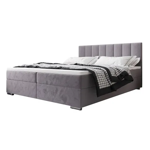 Zdjęcie produktu Szare welurowe łóżko kontynentalne 5 rozmiarów - Zavire.